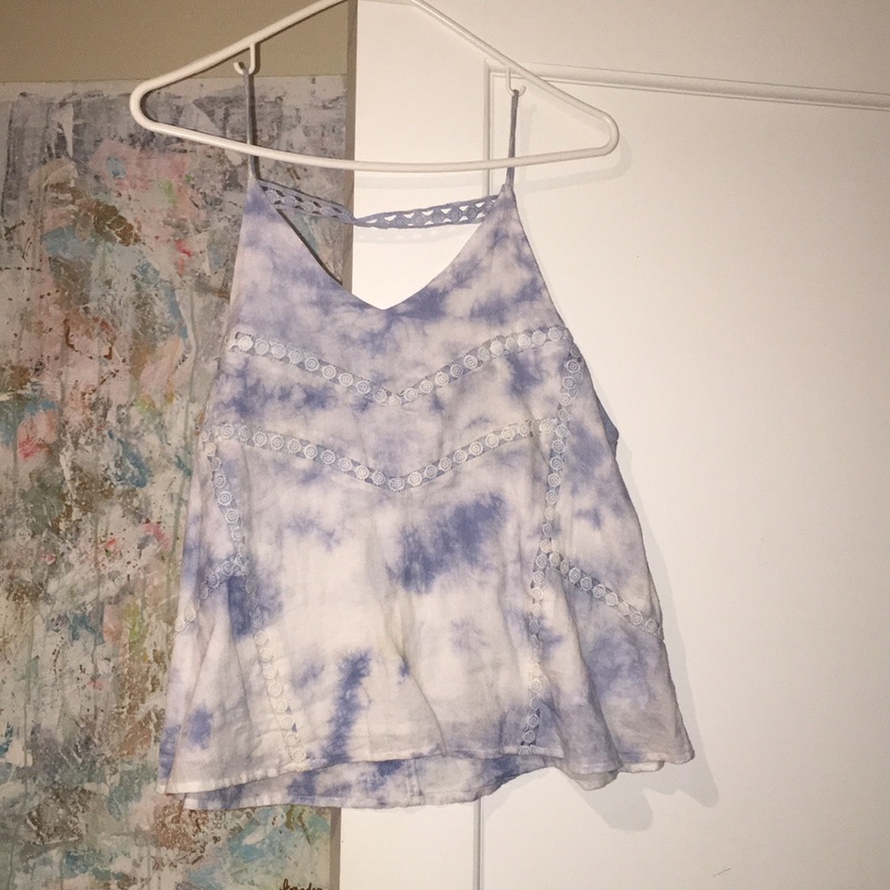 Cute crop top! Light blue and white tie dyed.